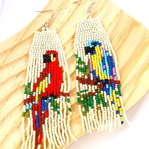 Rice bead earrings Tassel Parrot Bird Fashion Originality Bohemia.